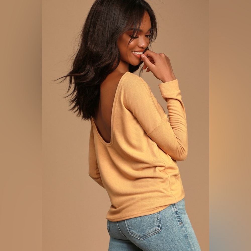 Lulu’s Afternoon Daydream Mustard Yellow Backless Sweater